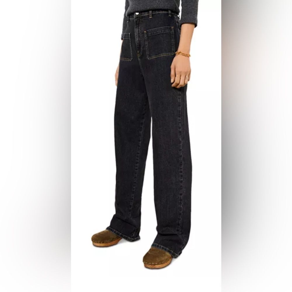Ba&Sh Django High Rise Wide Leg Pocketed Jeans in Blackstone Size 2 (6US) EUC